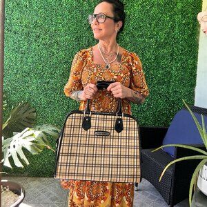 Vintage Tracker Nova Check Plaid Black Structured shoulder crossbody travel bag